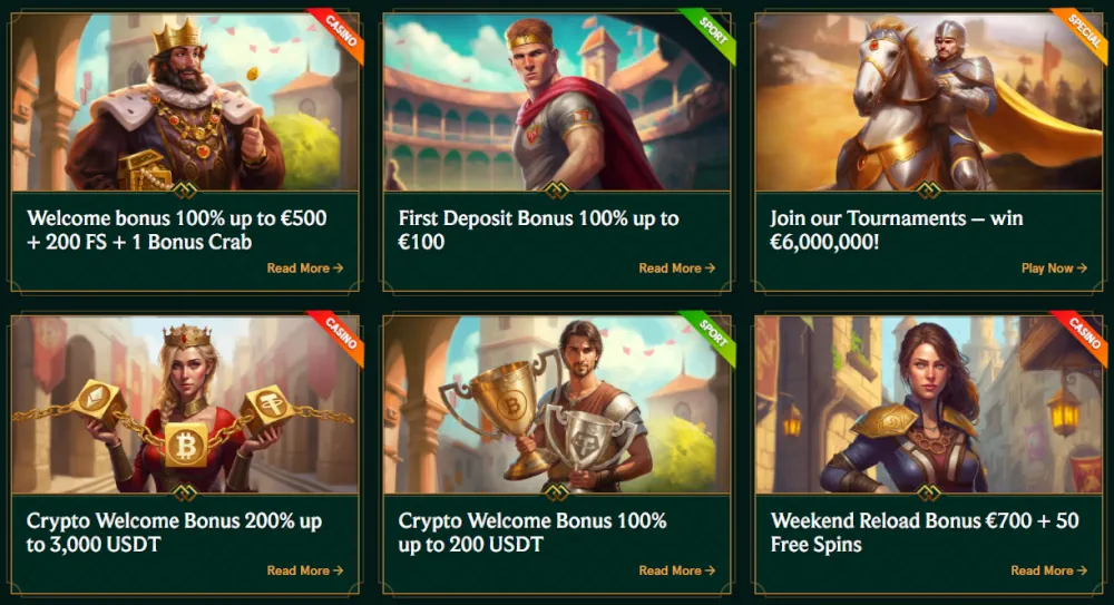 Casinia vkladové bonusy včetně uvítacího balíčku a nabídky bonusového kola.